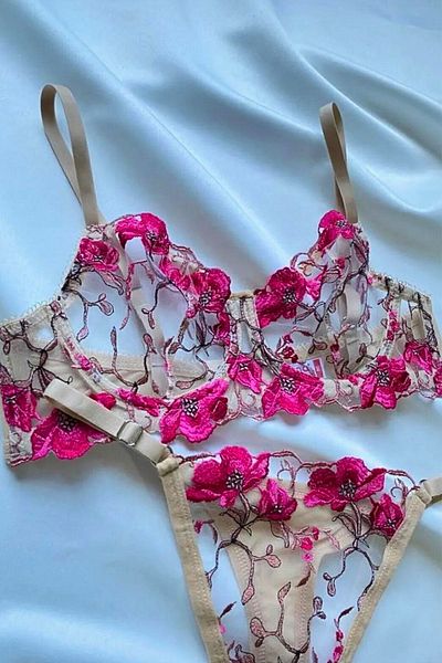 Moldina Σετ σουτιέν Μπεζ Φούξια Floral Underwire