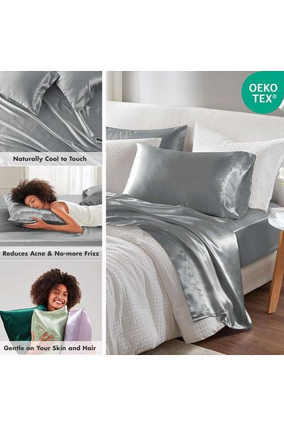 erorex Essentials Satin Sheet Set Luxury And Silky With Natural Sheen Premium 16 Inch Deep Pocket All