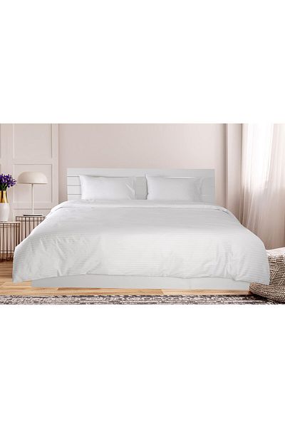 erorex Queen Duvet Cover 3Pc Set 100 Percent Cotton 250Tc Sateen 1Cm Stripe Size: 245X245Cm + 2Pc