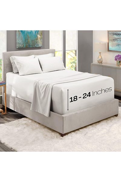 erorex Extra Deep Pocket Sheets Fits Mattress 18 24 Inches Deep Extra Deep Pocket King Size Sheets Sets 6