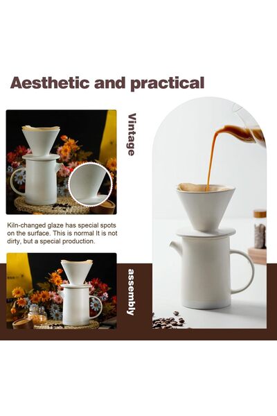 erorex Vintage Ceramic Pour Over Coffee Maker Set 40 Paper Filters, Ideal Home, Café, Restaurant &