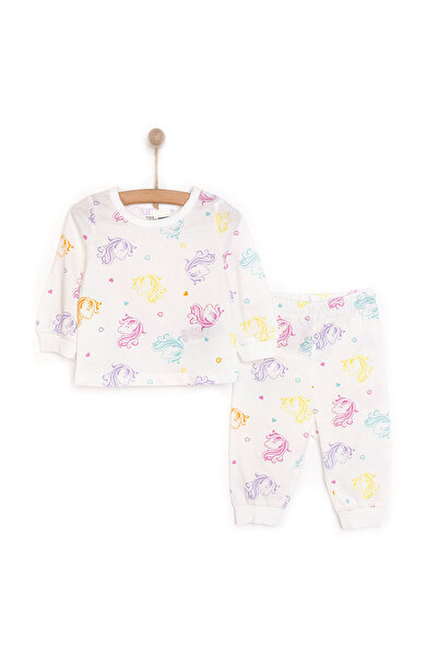 ebebek Hello Baby HelloBaby Kız Renkli Unicorn Desenli Uzun Kol Pijama Takımı