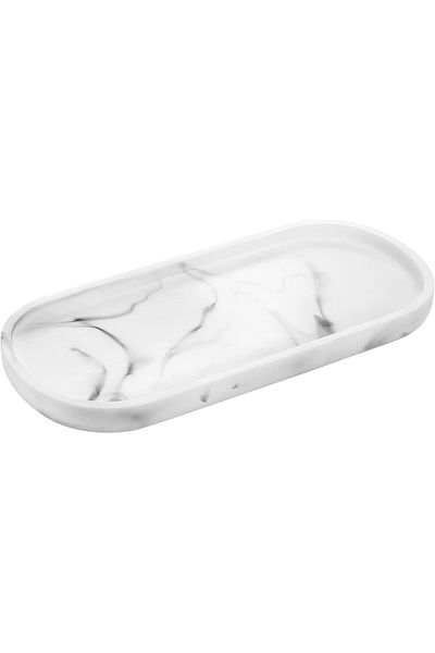 erorex Bathroom Vanity Tray Toilet Tank Oval Storage Tray Resin Handmade Bathroom Bathtub Kitchen Dresser