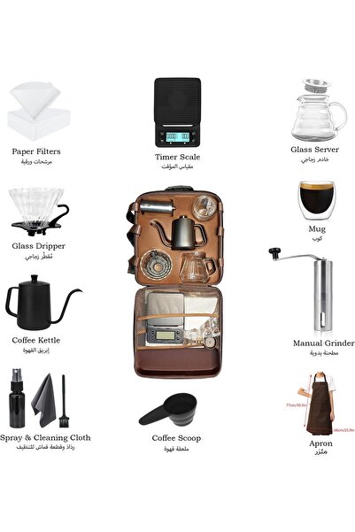 erorex 13-Pack V60 Coffee Maker Set Manual Grinder, Kettle, Coffee Scale Glass Drip Funnel -V60 Filter