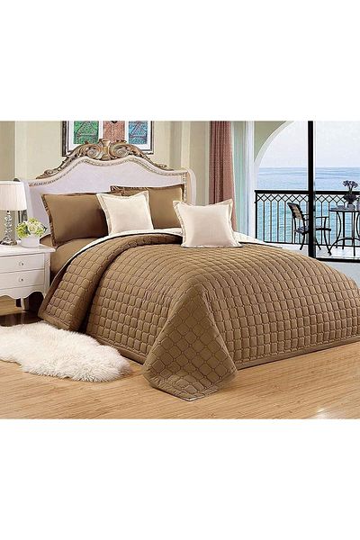 erorex Compressed Comforter Two Sided Color Set 6 Pieces Brown King Size No.09