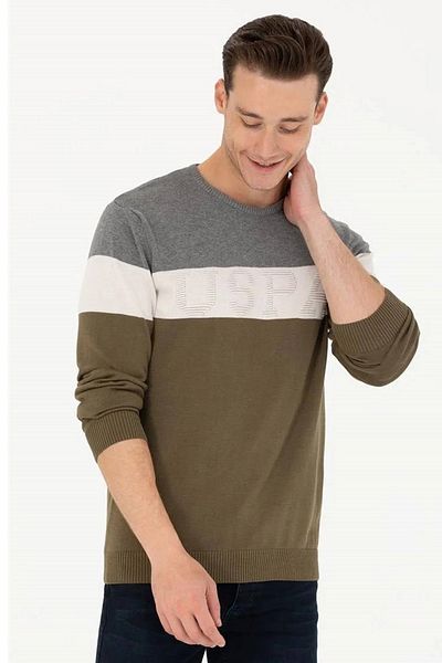 U.S. Polo Assn. G081gl0tk 1678263 Мъжки пуловер Woner Us Polo Assn Каки