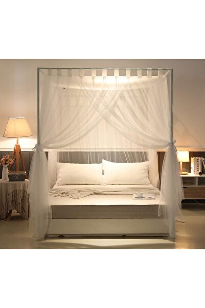 erorex King White Simple 4 Corners Post Curtain Bed Canopy Bed Frame Canopies Net Bedroom Decoration
