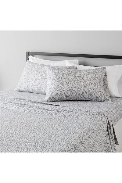 erorex Lightweight Super Soft Easy Care Microfiber Bed Sheet Set With 14” Deep Pockets Queen Gray Cheetah