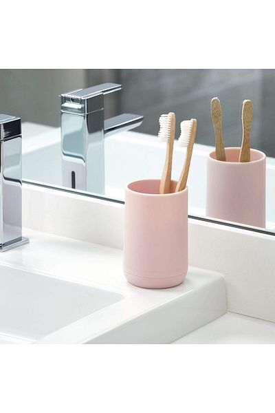 erorex Cade Toothbrush Holder Holds Normal Toothbrushes Spin Brushes And Toothpaste Matte Blush