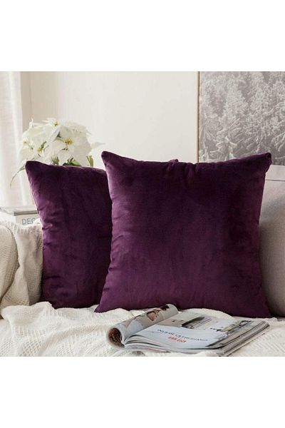 erorex Velvet Decorative Solid Filled Cushion Am. Dc8025102570353 Kun 45X45Cm Wine