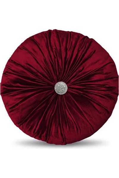 erorex Round Velvet Decorative Cushion Solid Design 45X45 Cm Burgundy