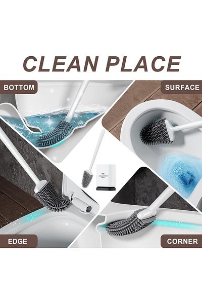 erorex White Bathroom Toilet Brush And Holder Set Toilet Bowl Cleaner Brush With Holder For Bathroom