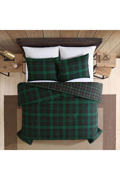 erorex Queen Duvet Cover Set Reversible Cotton Bedding With Matching Shams Plaid Home Decor With Button