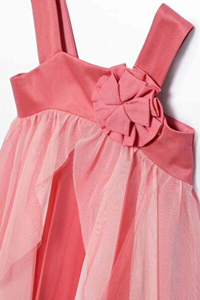 Abel & Lula Rochie din tul cu flori la gât - portocalie