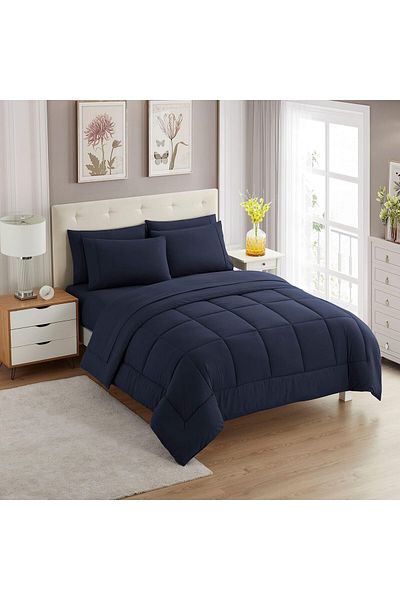 erorex 5 Piece Comforter Set Bag Solid Color All Season Soft Down Alternative Blanket And Luxurious