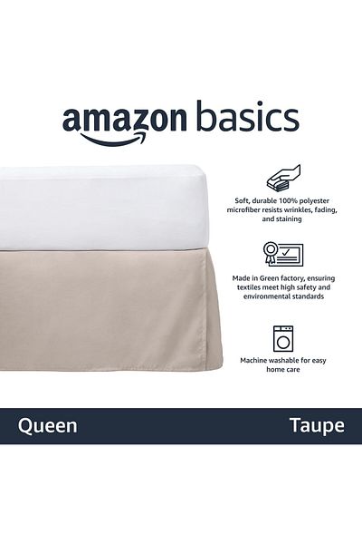 erorex Pleated Bed Skirt Queen Taupe