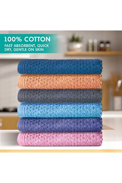 erorex Premium 100 Percent Cotton Terry Wash Cloth Set 6 Pieces Ultra Soft And Quick Dry Design Highly