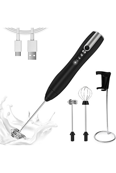 erorex 2--1 Hand Blender, Electric Hand Mixer 2 Stirring Head & Bracket, 3 Speed, Usb Rechargeable, Milk