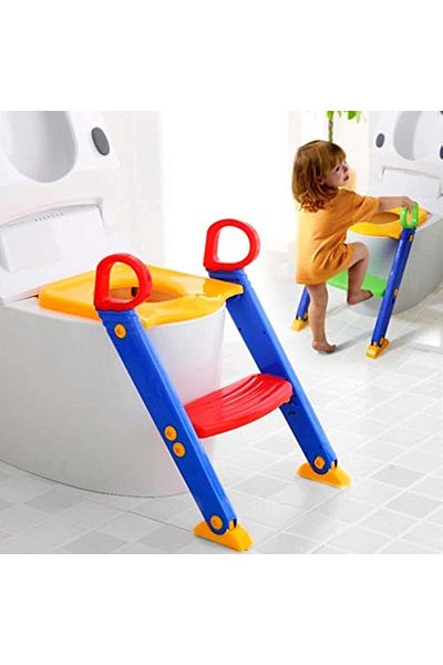 erorex Bathroom Accessories Foldable Kid Potty Training Toilet Seat With Ladder For U Shaped Or Oval Toilet
