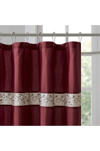 erorex Serene Flora Fabric Shower Curtain Embroidered Transitional Shower Curtains For Bathroom 72 Inch X