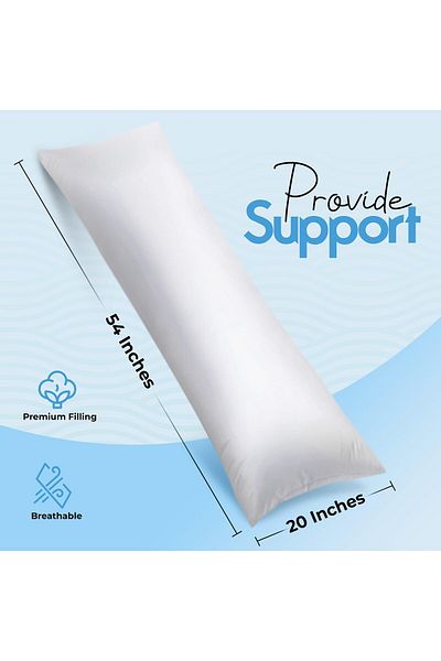 erorex Full Body Pillow For Adults White 20 X 54 Inch Long Pillow For Sleeping Large Pillow Insert For