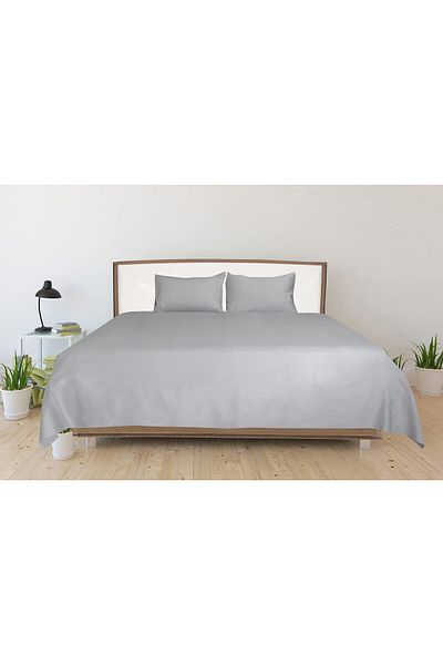 erorex Double Bed Sheet 3Pcs Set 100 Percent Cotton 250Tc Sateen Solid Dyed Size: 220X240Cm + 2Pc