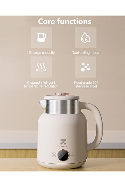 erorex Electric Kettle 1.5L Stainless Steel Kettle 2200W Auto Shut-Off, Dual Boiling Modes & 6-Speed