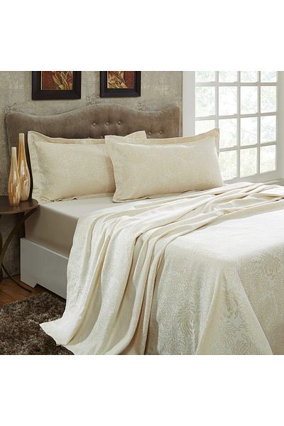 erorex Luxury Sheets And Pillows Cover Set 4 Pcs 300 Tc King Size Diana Jq Ss4P Off White Material: Cotton