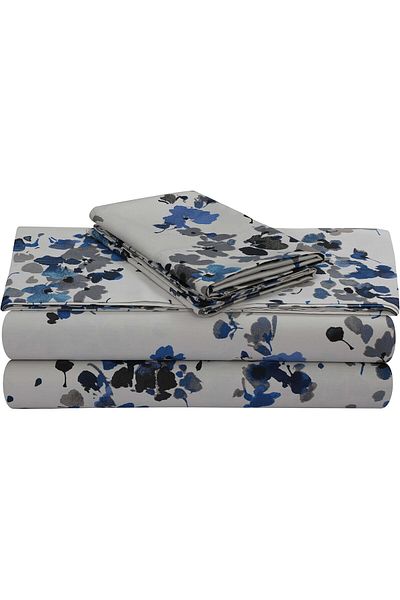 erorex California King Bed Sheet Set Soft Cotton Sateen Printed Sheets Floral Print Extra Deep Pocket 300