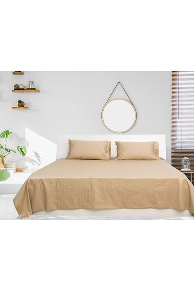 erorex Queen Bed Sheet 3Pcs Set 100 Percent Cotton 250Tc Dobby Box Sateen Size: 240X260Cm + 2Pc Pillowcase