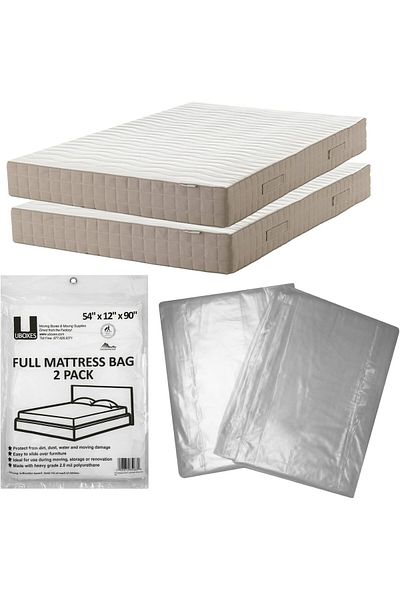 erorex Full Mattress Poly Covers 54 X 12 X 90 In 2 Pack Clear Fullscover02