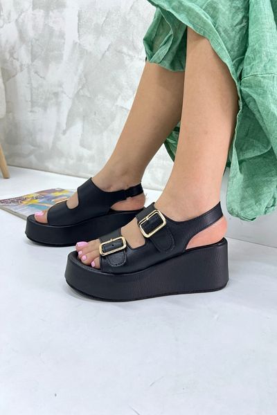 inizio Γυναικεία πέδιλα Black Wedge Heel V4218