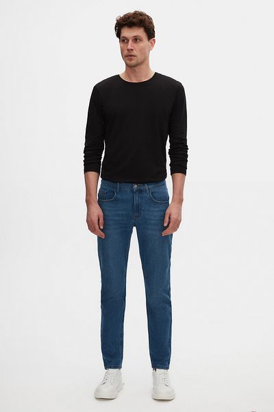 D'S Damat Comfort Fit Blue Straight Jean Jeans Παντελόνι τζιν με πέντε τσέπες που πλένεται