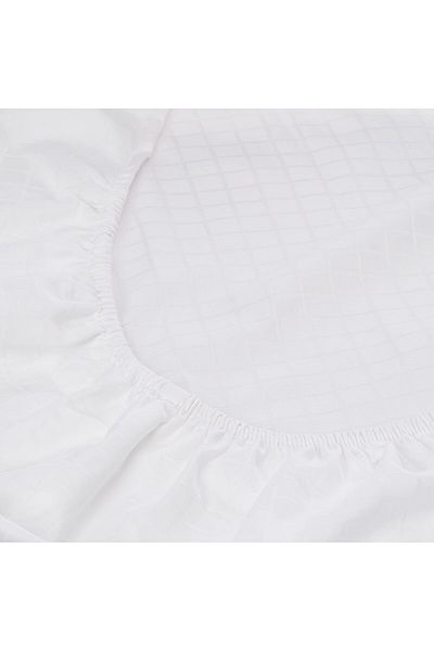 erorex Queen Fitted Sheet 1Pc 100 Percent Cotton 250Tc Dobby Box Sateen Size: 180X200+30Cm White