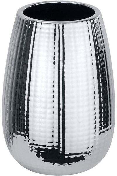 erorex Dakar Ceramic Toothbrush Holder For Toothbrush And Toothpaste Ceramic 8.3 X 11.6 X 8.3 Cm Chrome