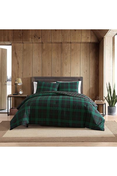 erorex Queen Duvet Cover Set Reversible Cotton Bedding With Matching Shams Plaid Home Decor With Button
