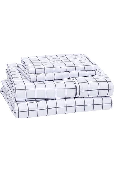 erorex Lightweight Super Soft Easy Care Microfiber Bed Sheet Set With 14” Deep Pockets Queen Blue Gray