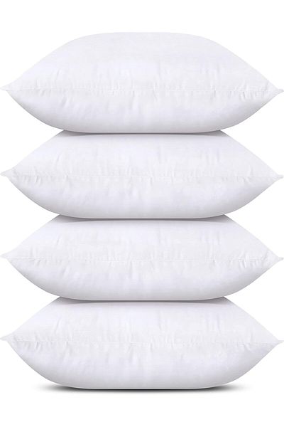 erorex Throw Pillows Set Of 4 White 18 X 18 Inches Pillows For Sofa Bed And Couch Decorative Stuffer