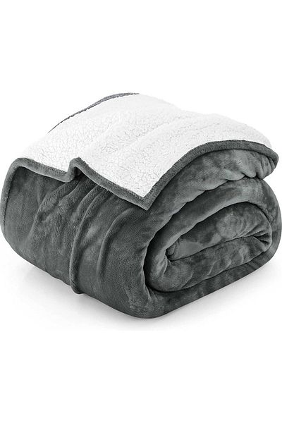 erorex Sherpa Bed Blanket Queen Size Gray 480Gsm Plush Blanket Fleece Reversible Blanket For Bed And Couch