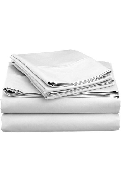 erorex 300Tc Cotton Satin Bed Sheet Set King White