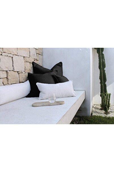 erorex Linen Square Decorative Cushion Microfiber Filler 30X30 Black