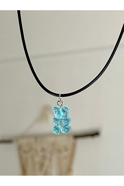 redame Blue Jellybean Teddy Bear Plastic Stainless Necklace Y2K Pinterest Unisex