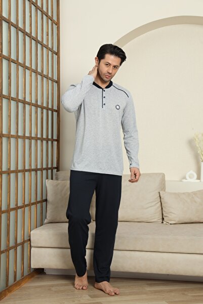 MODAREYA Ανδρικές πιτζάμες με μακρυμάνικο εποχιακό χτενισμένο βαμβακερό Grimelange