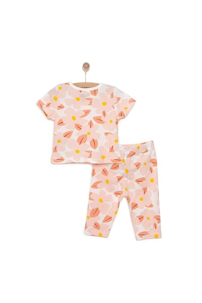ebebek Hello Baby HelloBaby Kısa Kol Büyük Çiçek Desenli Bisiklet Yaka Pijama Takımı
