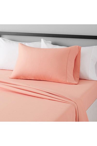 erorex Lightweight Super Soft Easy Care Microfiber Bed Sheet Set With 14” Deep Pockets Twin Peachy Coral