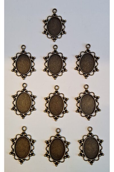 craftsy 10 ADET VİNTAGE ANTİK  BRONZ EPOKSİ KOLYE UCU  44*30*2