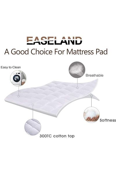 erorex Twin White Luxury Hotel Quilted Mattress Pad Cover 300Tc 100 Percent Cotton Top Goose Down