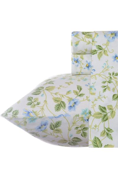 erorex Home Spring Bloom Cotton Sateen Sheet Set Blue King