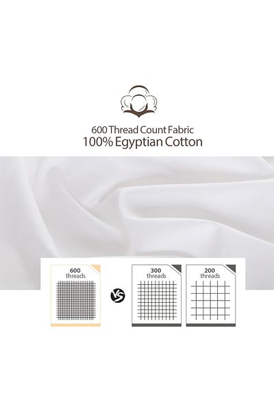 erorex 100 Percent Egyptian Cotton 1 Fitted Sheet Only 600 Thread Count King Size Fitted Sheet White 15