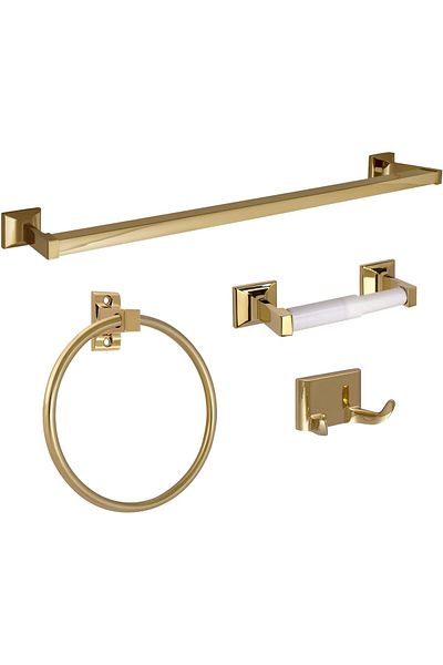erorex Millbridge 4 Piece Bathroom Accessory Kit Bath Polished Brass